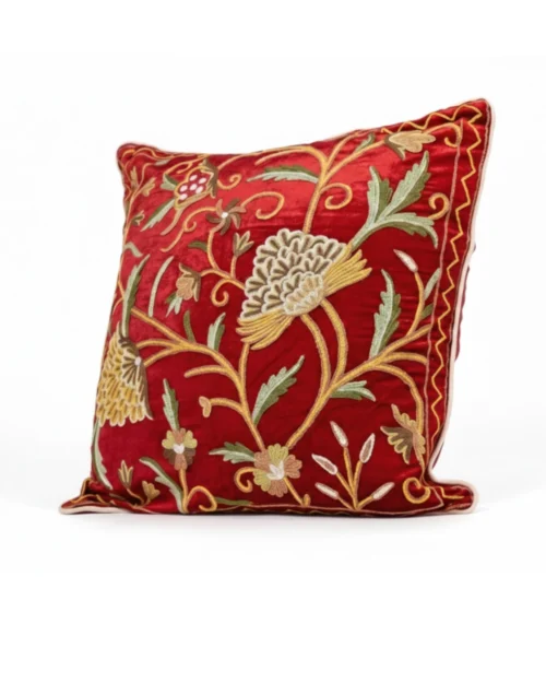 Embroidered Velvet Accent Pillow