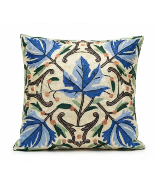 Blue Floral Border Runner Rug