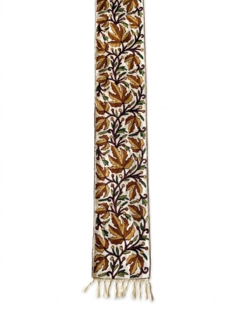 Hand Embroidered Chainstich Wall Panel with Fringes
