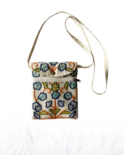 Crewel Shoulder Sling mobile Bag along with Zip