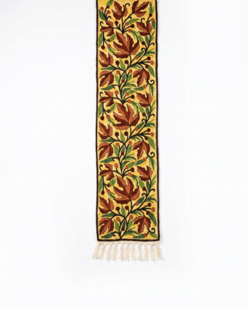 Hand Embroidered Chainstich Wall Panel with Fringes
