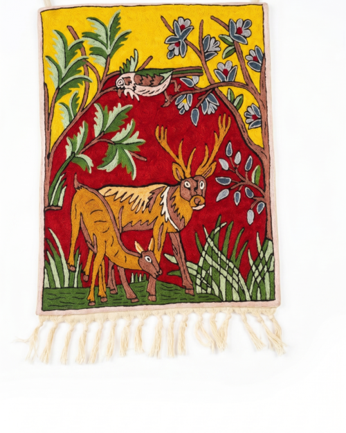 Hand Embroidered Chain Stich Wall Décor with Fringes