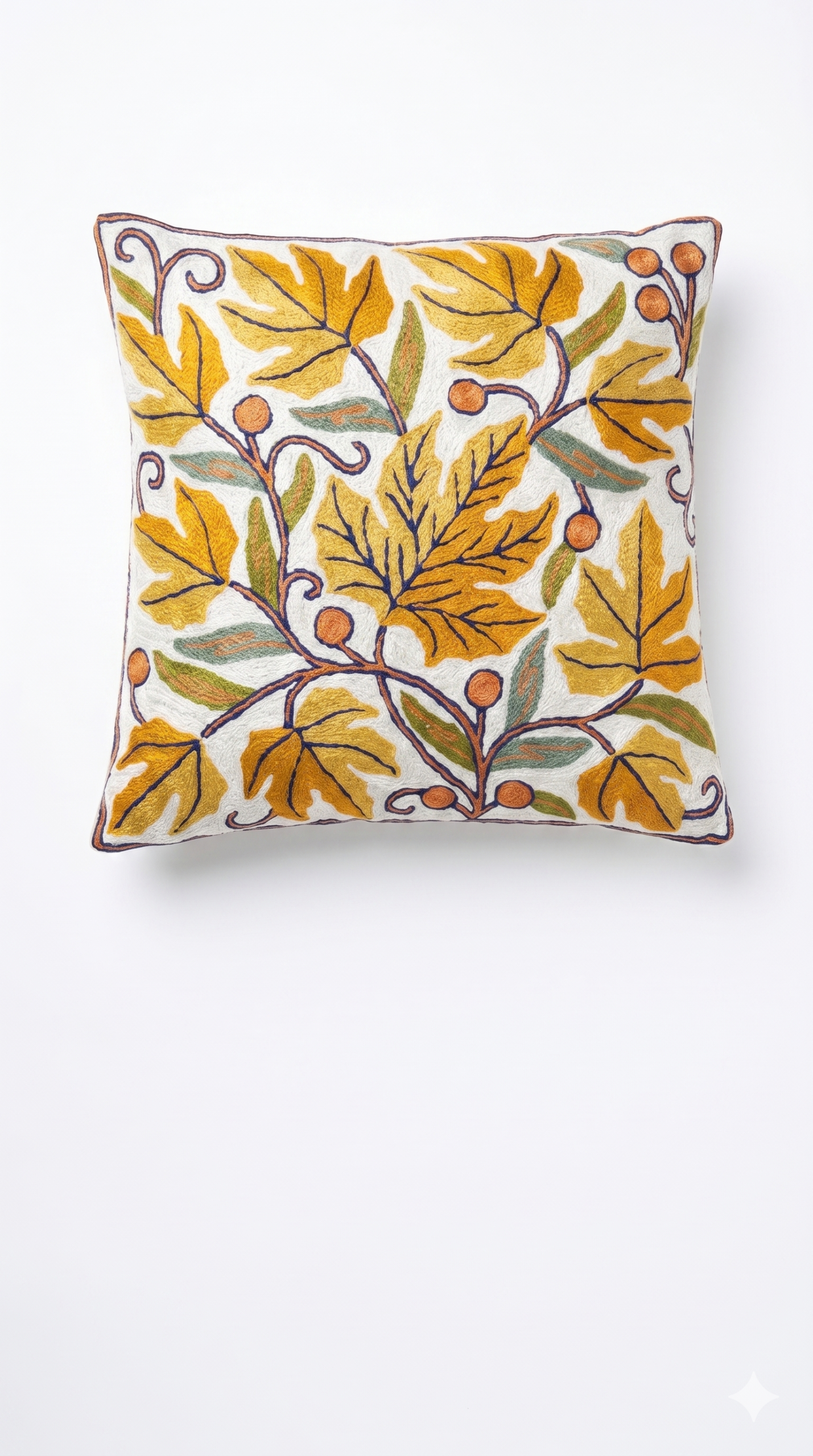 Hand Embroidered Chain Stich Art Silk Cushion Cover
