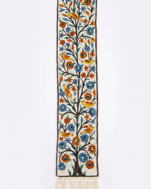 Hand Embroidered Chainstich Wall Panel with Fringes