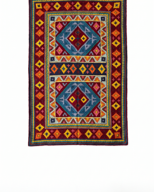 Hand Embroidered Chainstich woolen Rug