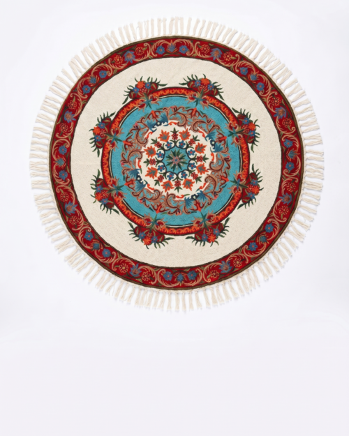 Hand Embroidered Chainstich woolen Rug