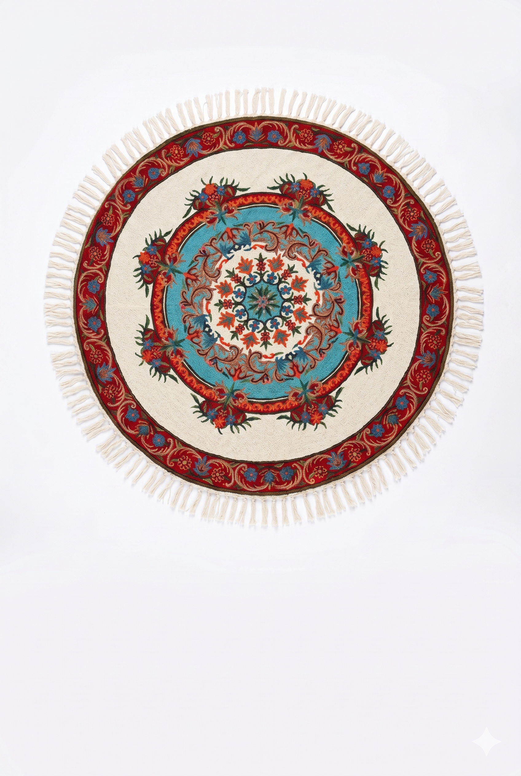 Hand Embroidered Chainstich woolen Rug