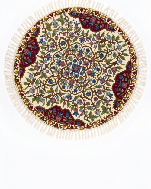 Hand Embroidered Chainstich woolen Rug