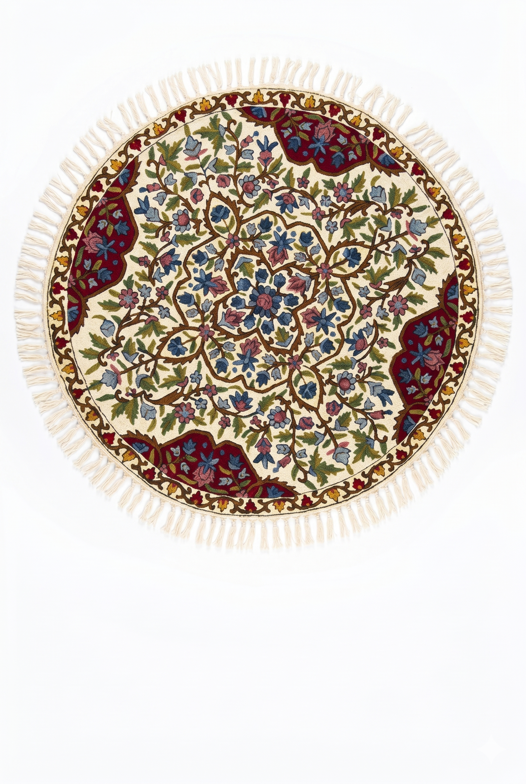 Hand Embroidered Chainstich woolen Rug