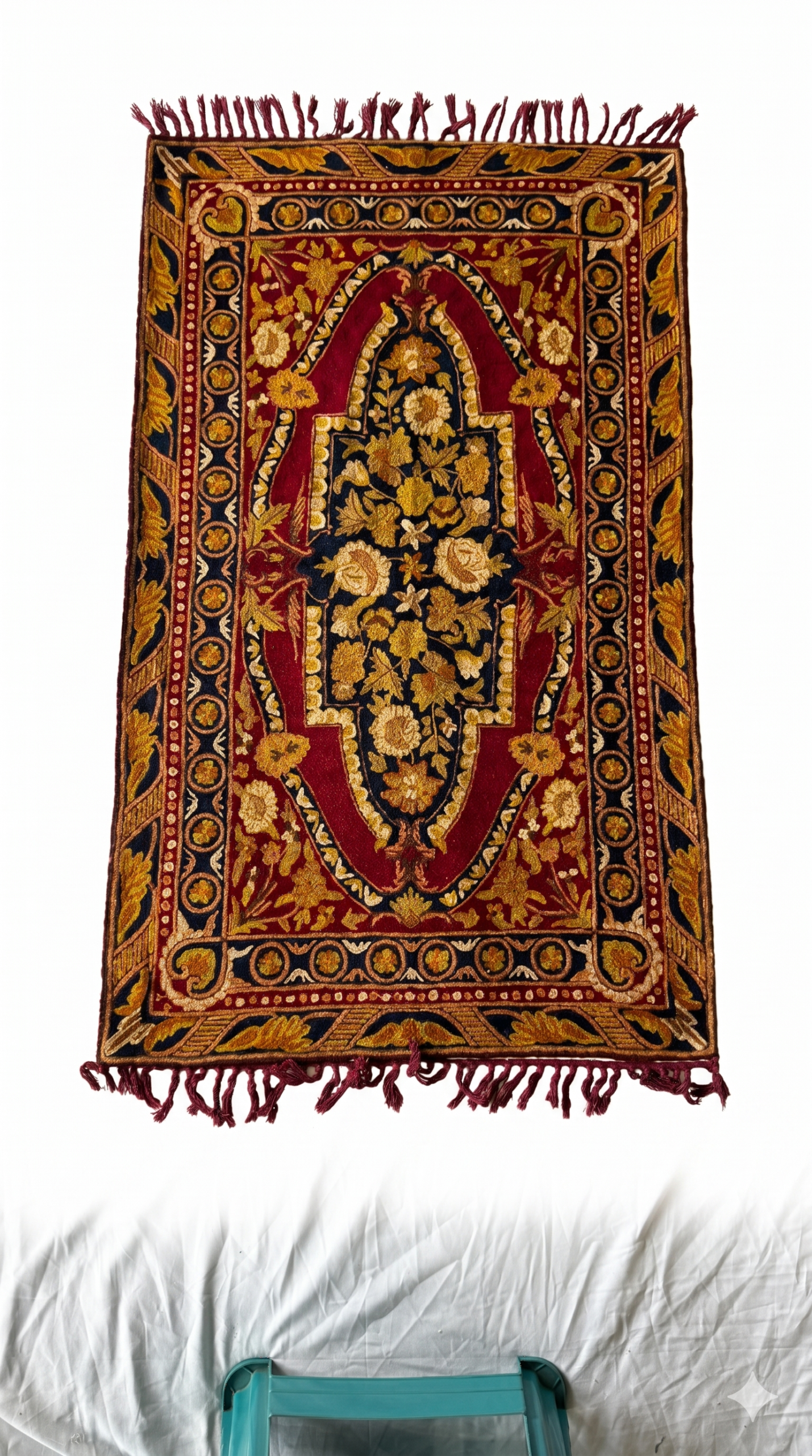 Hand Embroidered Chainstich Woolen Rug
