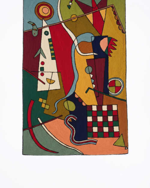 Hand Embroidered  Chainstich woolen Rug