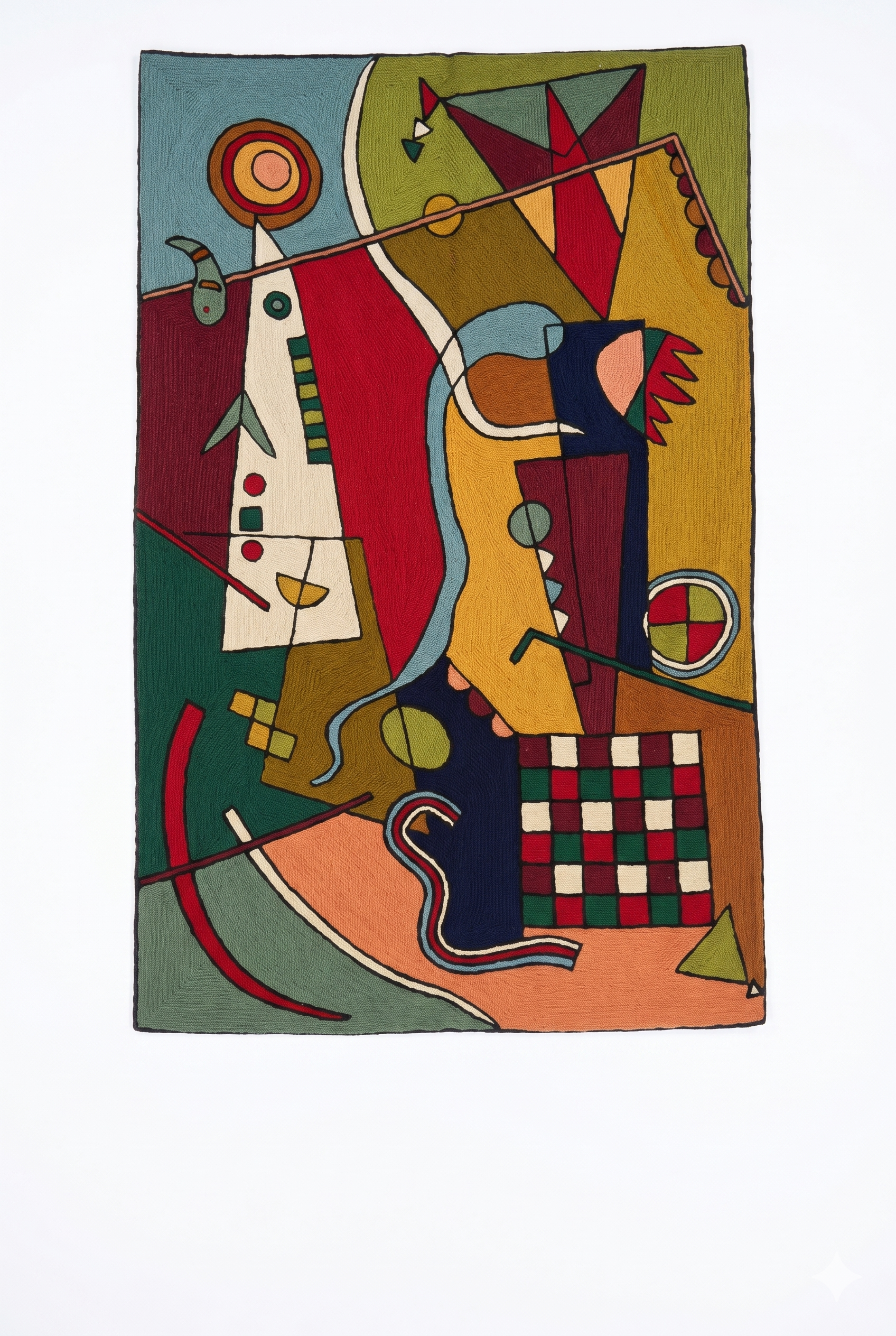 Hand Embroidered Chainstich woolen Rug