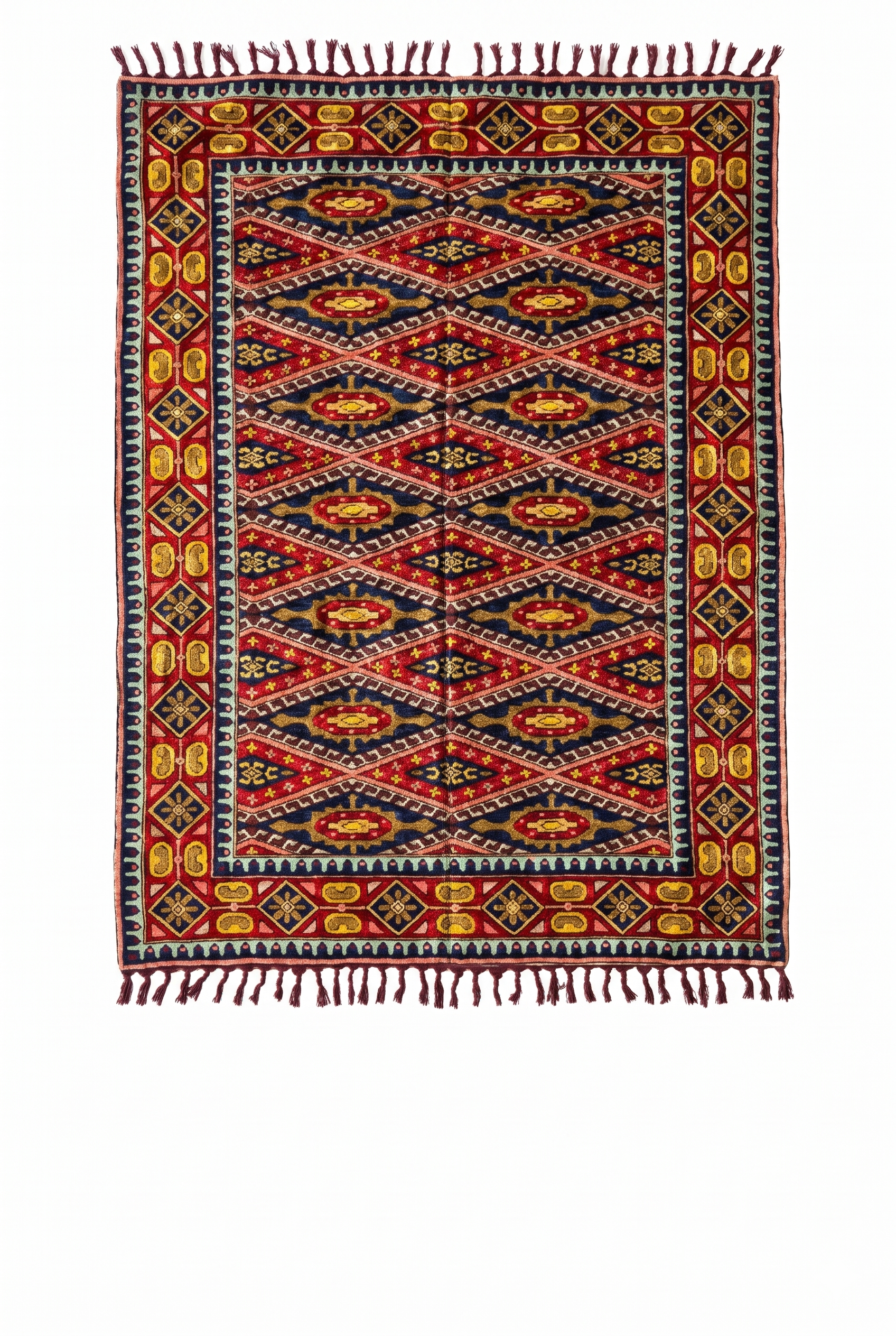 Hand Embroidered Chainstich Art Silk Rug