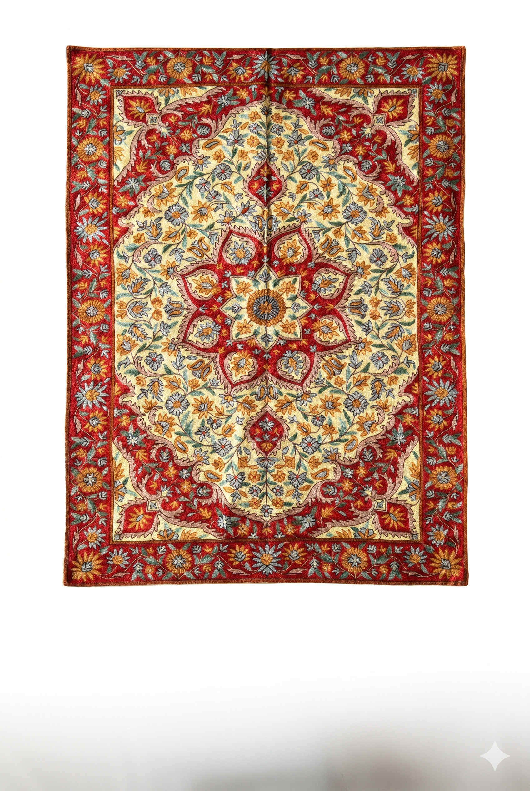 Hand Embroidered Chainstich Art Silk Rug