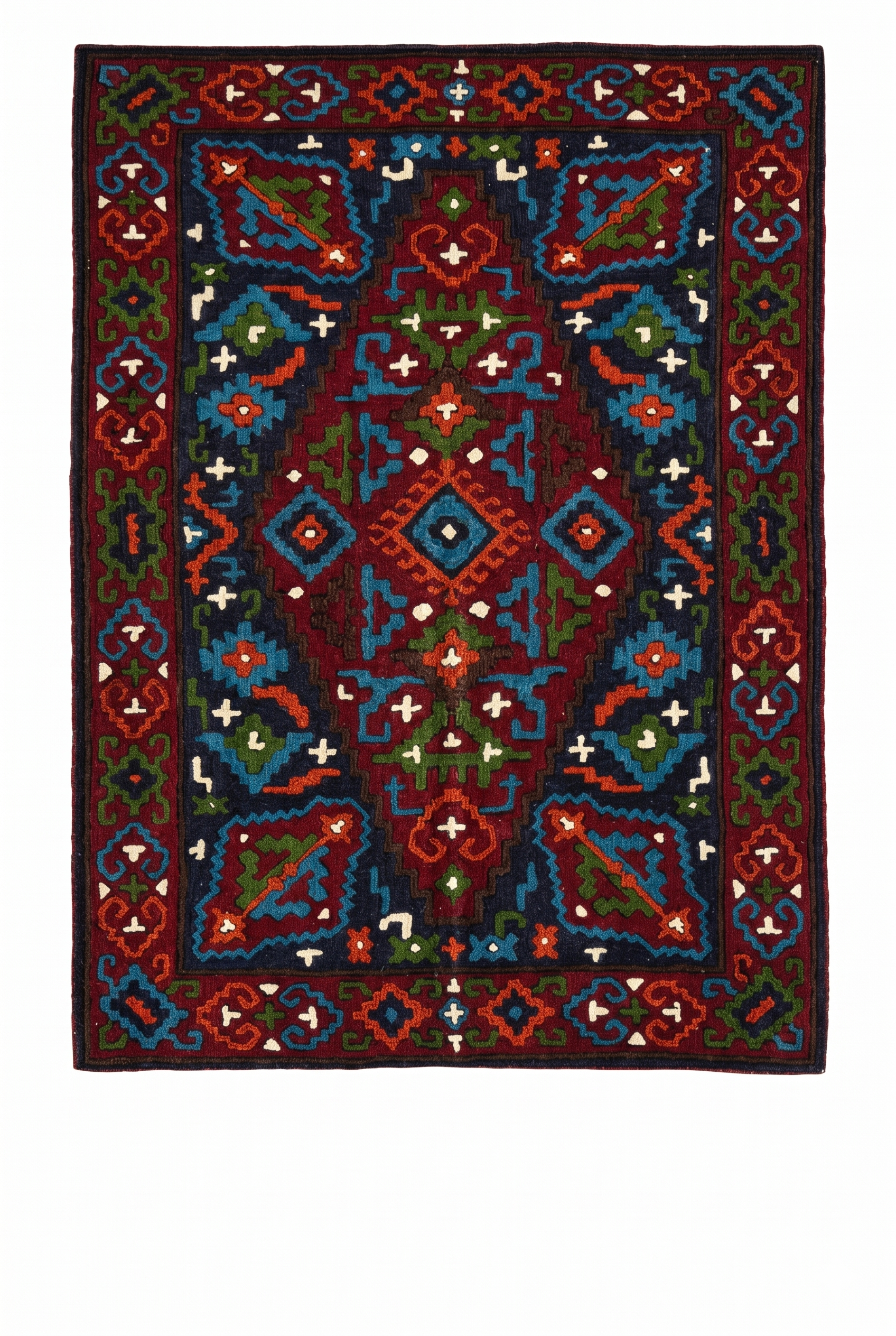 Hand Embroidered Chainstich woolen Rug