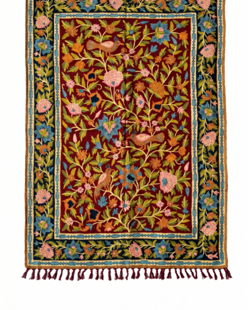 Hand Embroidered  Chainstich woolen Rug