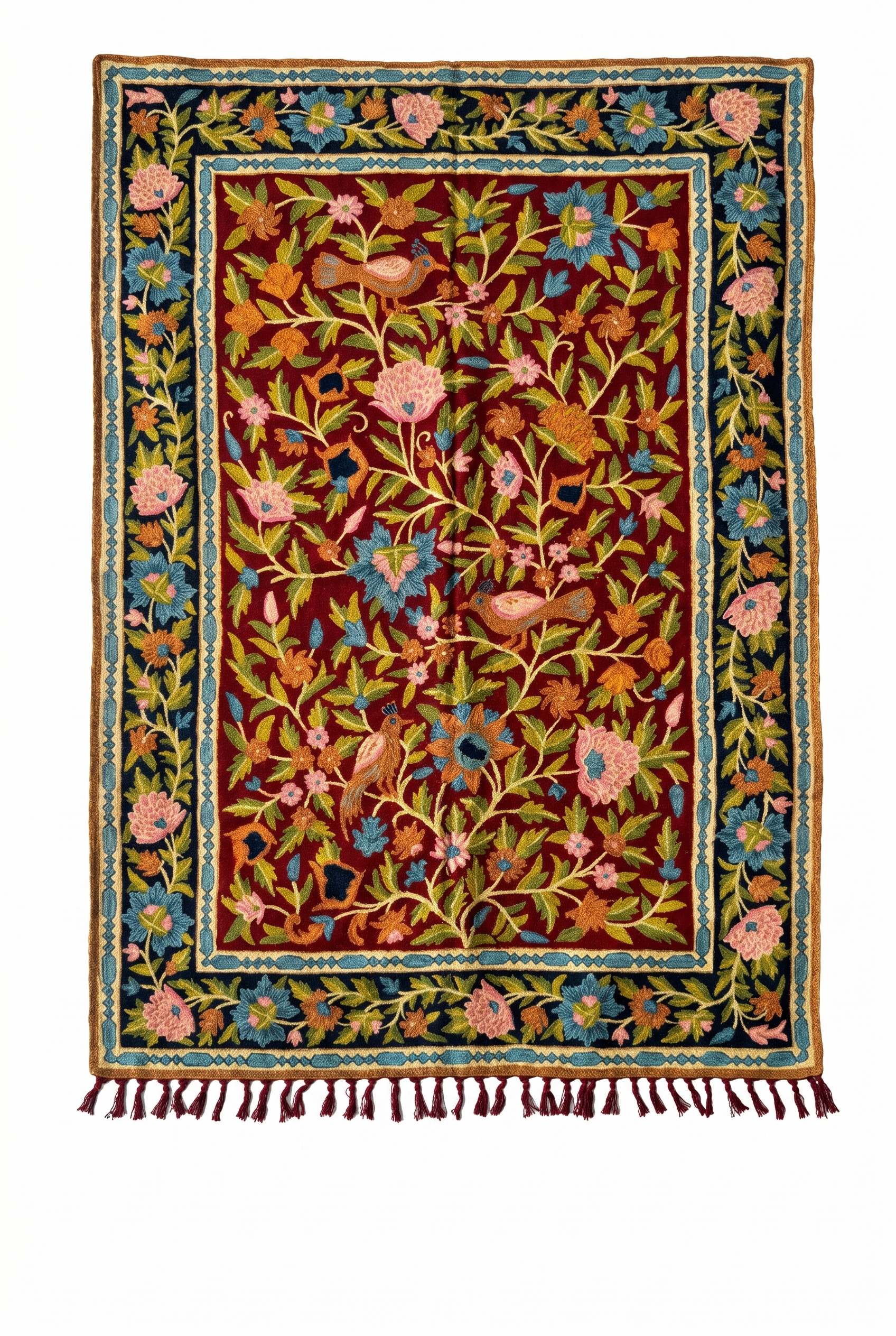 Hand Embroidered Chainstich woolen Rug