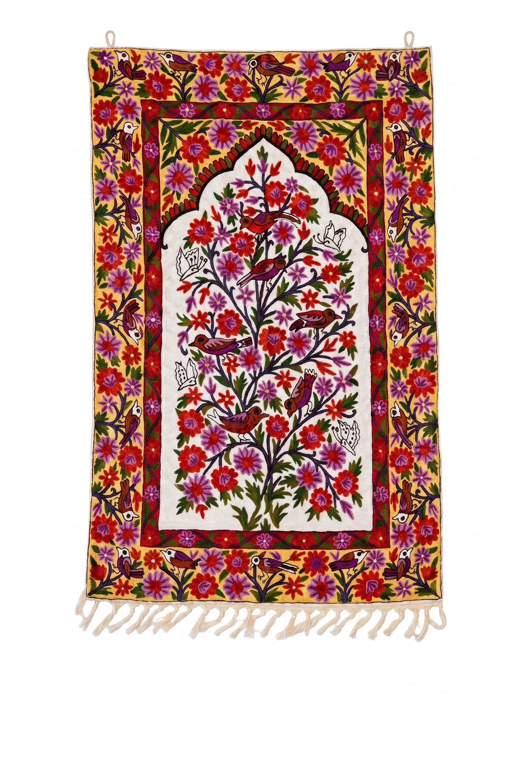 Hand Embroidered Chainstich Art Silk Rug