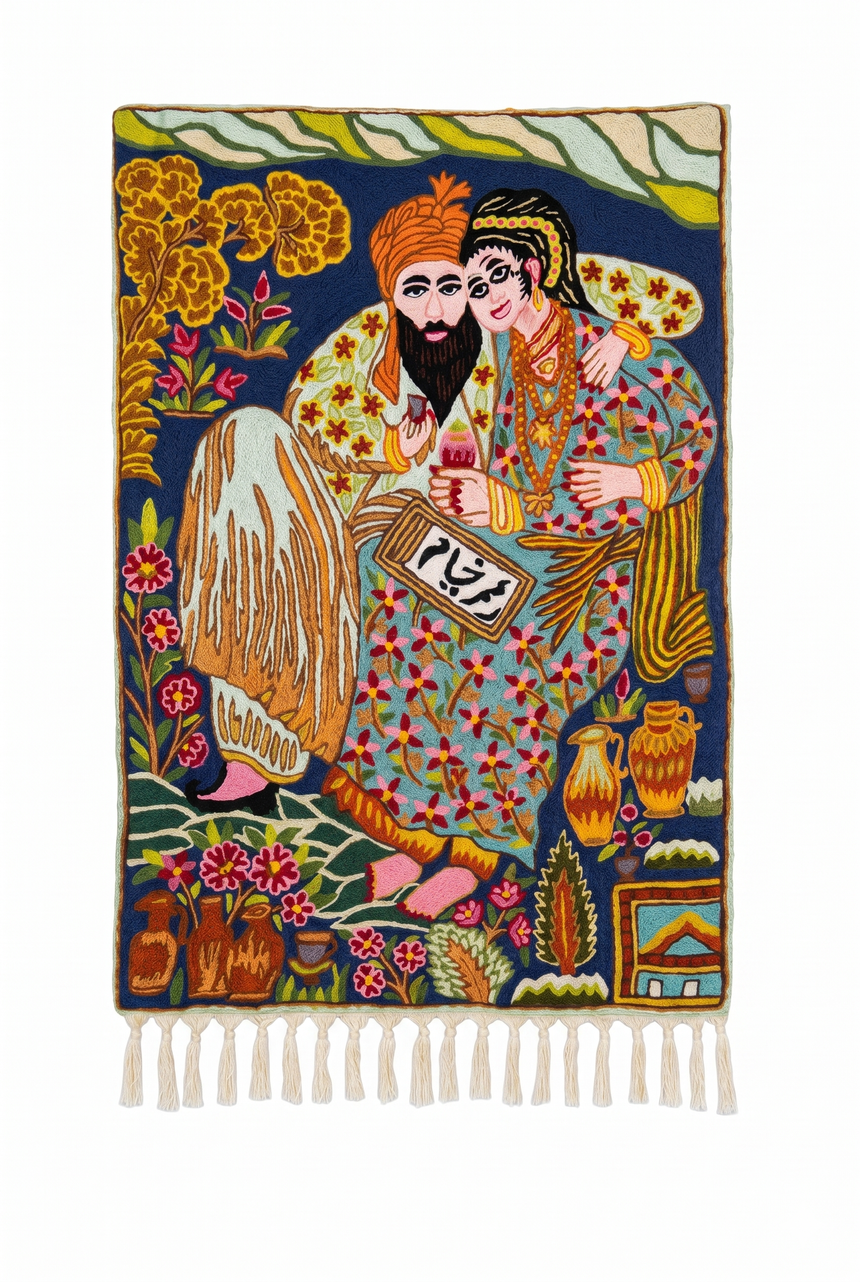 Hand Embroidered Chainstich Woollen Wall hanging