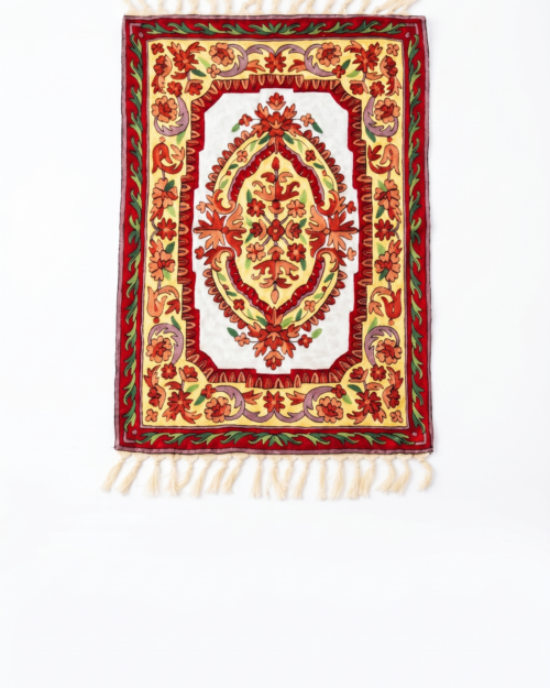 Hand Embroidered Chainstich Art Silk Rug